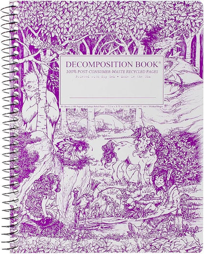 Decomposition Fairy Tale Forest College Ruled Spiral Notebook - 9.75 x 7.5 Journal with 160 Lined Pages - 100% Recycled Paper - Cute Notebooks for School Supplies, Home & Office - Made in USA