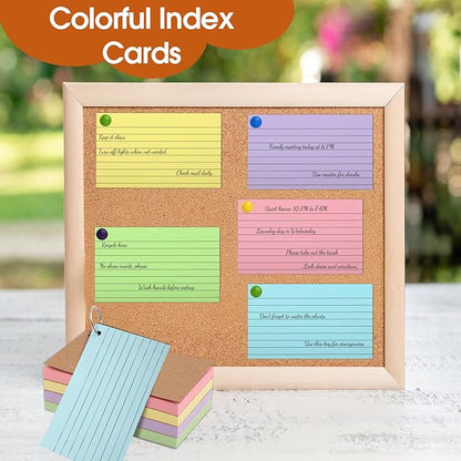 350 Pcs Index Cards With Ring, 3x5 Inches Flash Cards With Rings，Colored Heavy Notecards With Ring, Punched Lined Study Cards For School, College, Home, Office, Memory, To Do List (5 Colors)