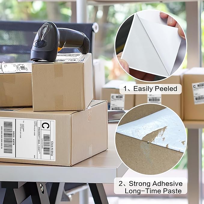 L LIKED 500 Shipping Labels - 4"x 6", Single Sheet, White Printable Labels for Laser & Inkjet Printers, Self Adhesive Address Mailing Postage Labels Stickers (500 Sheets)