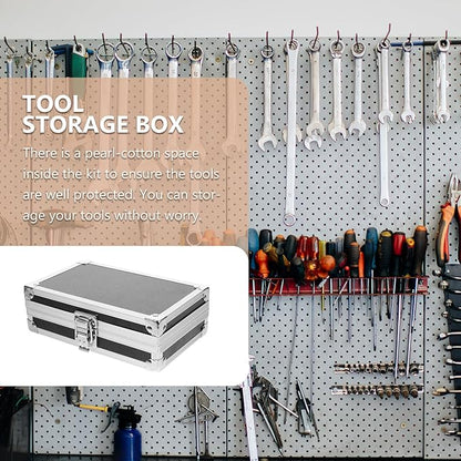 Multipurpose Tool Mini Aluminum Case, 4.2inch Metal Briefcase with Lock, Hard Aluminum Carrying Case for Men, Universal Portable Tool Case for Laptop/Cosmetic/Instrument/DJ, Black