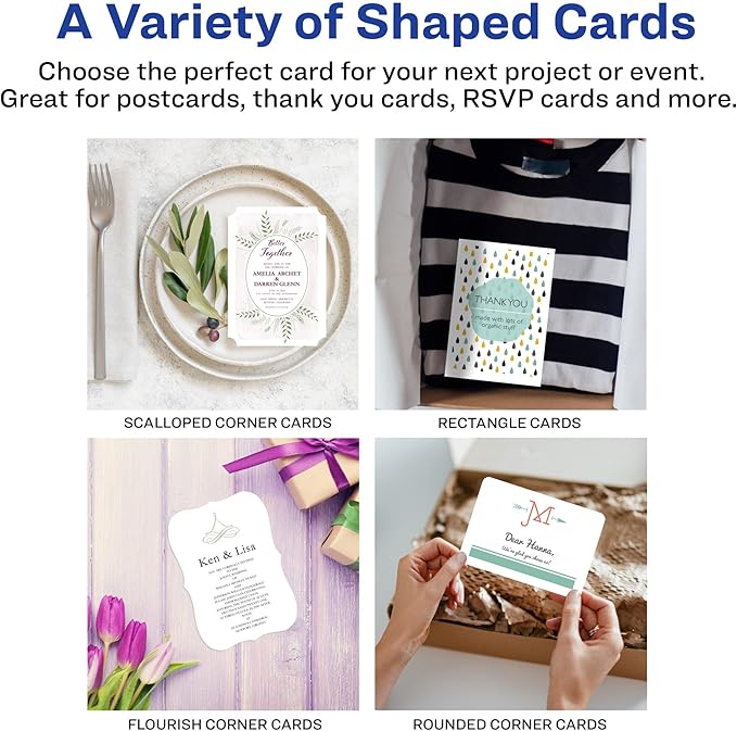 Avery Postcards with Scalloped Corners and Sure Feed Technology, 3.5" x 5", Matte White, 100 Cards Total, Laser/Inkjet Printable Cards (5626)