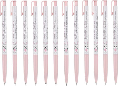 ZEESOON Xeno Lunatic Lunny 0.38mm Slim Ball Point Pen Dozen Box 12 Pcs, Made in Korea (Pink 12pcs)
