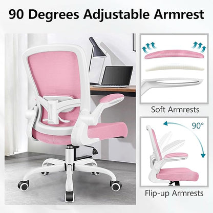 FelixKing Ergonomic Office Chair, Adjustable Height, Lumbar Support, Breathable Mesh Fabric, Durable and Reliable, Pink