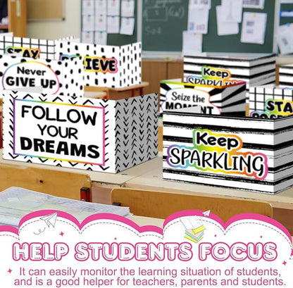 Honoson 24 Pcs Bulk Inspirational Privacy Folders for Students Cardboard Test Privacy Boards Motivational Words Desk Dividers Shield for Classroom School Study Supplies, 6 Styles(Polka Dot)