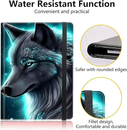 Wolf PU Leather Padfolio Clipboard Notepad with Pen Loop and Elastic Strap Interview/Resume Document Organizer for Business School Office