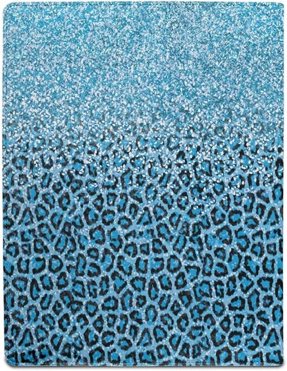 Office Folder Blue Leopard Print PU Leather Padfolio with A4 Size Clipboard Clip for Business Resume Interview Document Sleeve Binder Folder for Men/Women