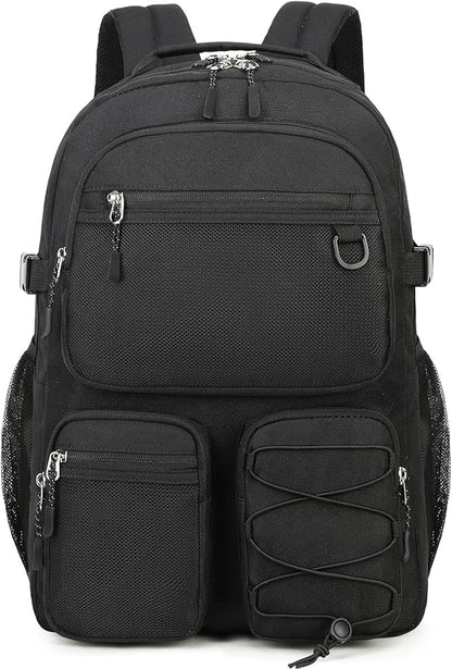 Lohol Water Resistant Daypack with Mulitiple Pockets for School Travel Outdoor College, 15.6 inch Laptop Backpack for Men and Women (Black