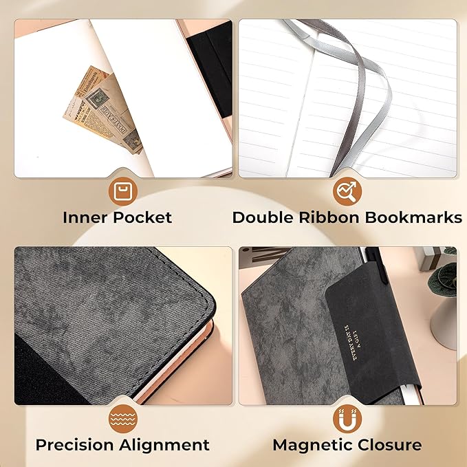 Lined Leather Journals for Writing B5 Large Journaling Notebooks with 100 GSM Thick Paper Journal Notebook for Men & Women with Buckle Closure Travel Work Note Taking Diary, 7.28" x 10.23", Grey