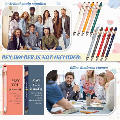30 Set Employee Appreciation Ballpoint Pens with Inspirational Stylus Tips Cards Team Thank You for Coworkers Team Nurse Teacher Staff Favors