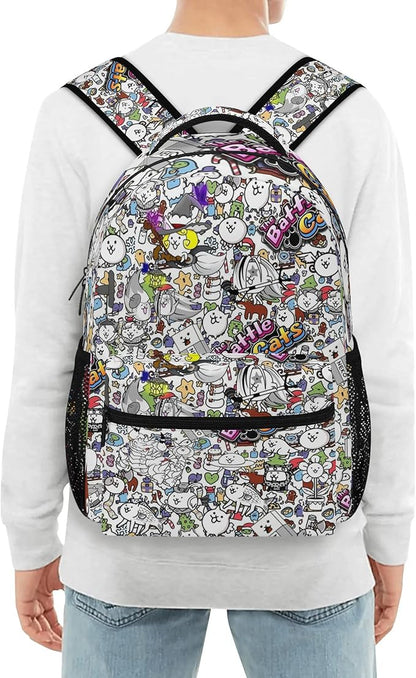 Cat Gaming Backpack Kids School Bag Lightweight Daypack Travel Laptop Bag Women Men Bookbags