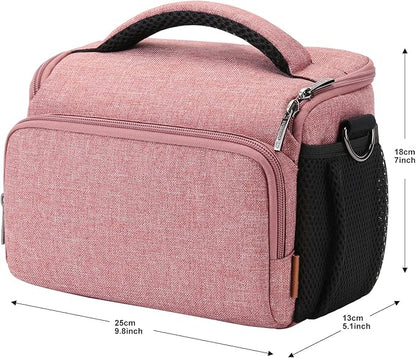 DOMISO Camera Bag Case Waterproof Anti-shock Shoulder Bag, Pink