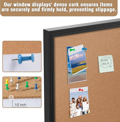 70"x34" Enclosed Bulletin Board, Outdoor Lockable Weather-Resistant Aluminum Cork Noticeboard for School & Office, Black Frame w/Cork