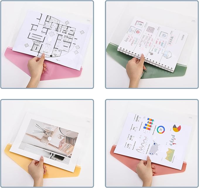 Mr. Pen- Plastic Envelopes, 10 Pack, A4, Letter Size, Colorful Flaps, Plastic File Folder with Label Pocket, Plastic Envelopes with Snap Closure, Plastic File Folders, Plastic Envelopes for Documents