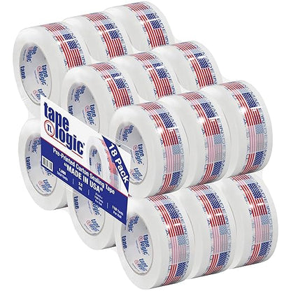 Aviditi Tape Logic 2 Inch x 110 Yard 2.2 Mil Red/White/Blue, Heavy Duty Packing Tape, "Made in USA" 18 Pack, Perfect for Packing, Shipping, Moving, Home and Office