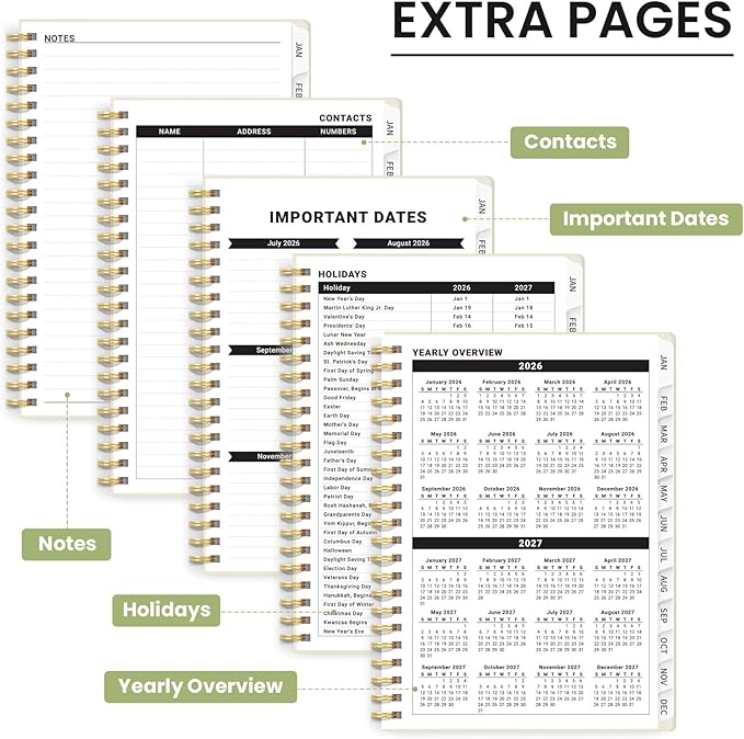 2026 Planner, Weekly and Monthly Planner for Women, January 2026 to December 2026, Pretty Hardcover 2026 Calendar Planner Book with Tabs, Inner Pocket, Spiral Bound, Perfect Office Home School Supplies - 6.3" x 8.5", Butterfly Sonata