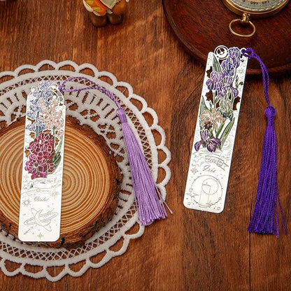 2 PCS Metal Bookmarks with Tassel, Iris, Violet Bookmark, Pretty Bookmarks for Women, Very Beautiful Bookmark, Metal Bookmarks Gifts, Graduation Gift(062-3)