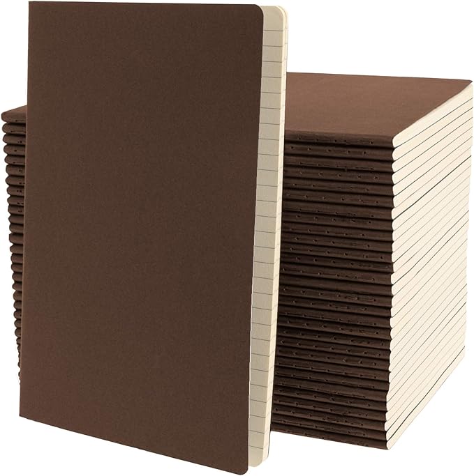 Simply Genius A5 Notebooks for Work, Travel, Business, School & More - College Ruled Notebook - Softcover Journals for Women & Men - Lined Note Books with 92 pages, 5.5" x 8.3" (Brown, 30 pack)