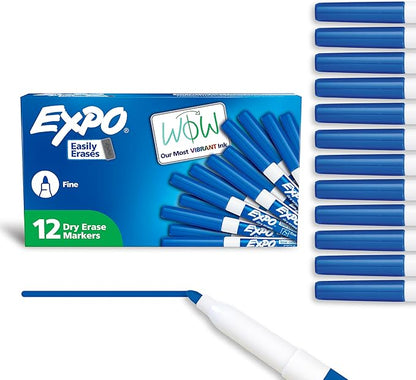 EXPO Low Odor Dry-Erase Marker - Fine Tip - Pack of 12 - Blue