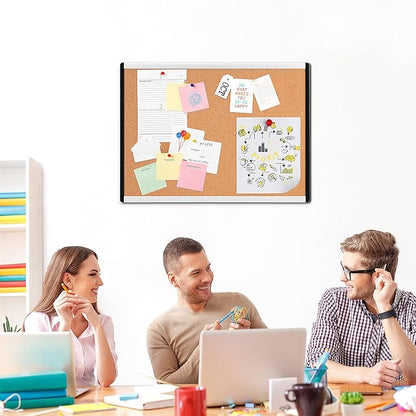 Amazon Basics Rectangular Cork board with Aluminum/Plastic Frame, 3pack, 23" x 17", Brown