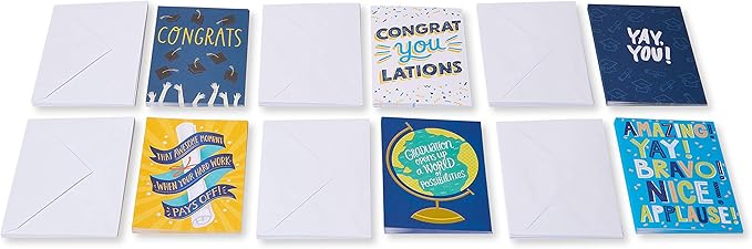 American Greetings Blank Congratulations and Graduation Cards Pack, Bright and Trendy (48-Count)
