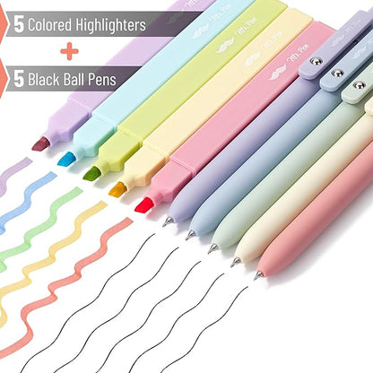 Mr. Pen- Aesthetic Highlighters and Gel Pens, 10 Pack, Assorted Color Bible Highlighters No Bleed, Black Ink Gel Pens, Highlighter Pens, No Bleed Highlighters for Bibles, Gel Pens
