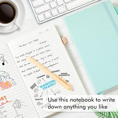 feela 5 Pack Notebooks Journals Bulk, Hardcover Classic Ruled Lined Journals with Pen Holder for Women Girls School Business Supplies, with 5 Black Pens, 120 GSM, 5.1”x8.3”, A5, Mild Colors