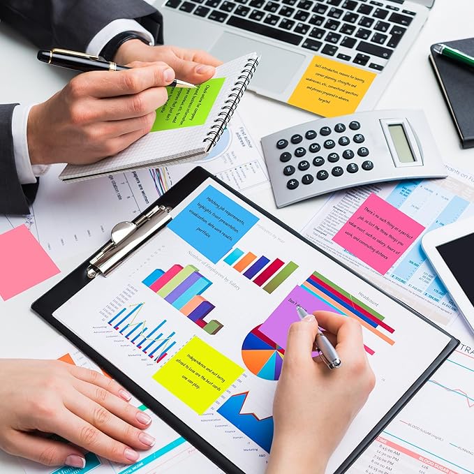 (36 Pack) Sticky Notes 3x3 in Post, 9 Bright Colors Self-Stick Note Pads it, Strong Adhesive, Easy to Post for Home, Office, Notebook