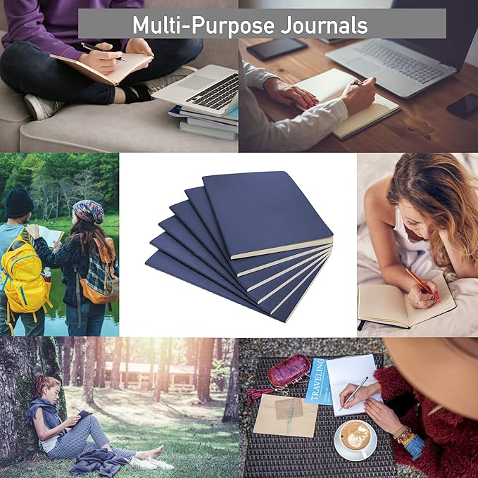 Simply Genius A5 Notebooks for Work, Travel, Business, School & More - College Ruled Notebook - Softcover Journals for Women & Men - Lined Note Books with 92 pages, 5.5" x 8.3" (Navy, 6 pack)