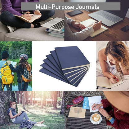 Simply Genius A5 Notebooks for Work, Travel, Business, School & More - College Ruled Notebook - Softcover Journals for Women & Men - Lined Note Books with 92 pages, 5.5" x 8.3" (Navy, 6 pack)