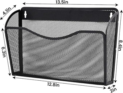 3 Pack Wall File Organizer, Mesh Hanging Metal Vertical Wall Mounted File Holder for Office/Home
