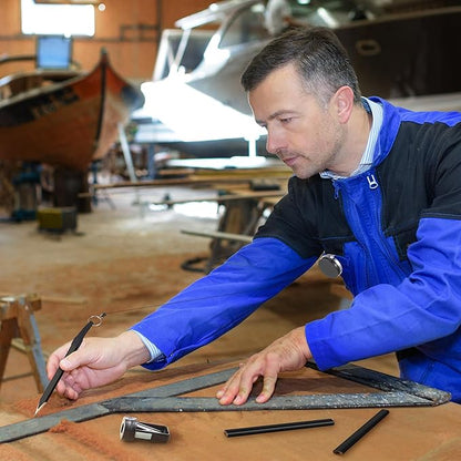 14 Pcs Carpenter Pencils, 7 Inches Flat Octagonal Hard Black Woodworking Construction Pencils Heavy Duty with Pencil Sharpener and Retractable Pencil Holder for Contractor Carpentry (Black)