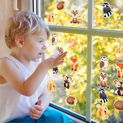 1 Roll Animal Stickers Reward Cute Space Stickers Office Supplies Incentives Sticker Animal Party Favor Decal, 500 Pcs Each Roll(Forest Animal)