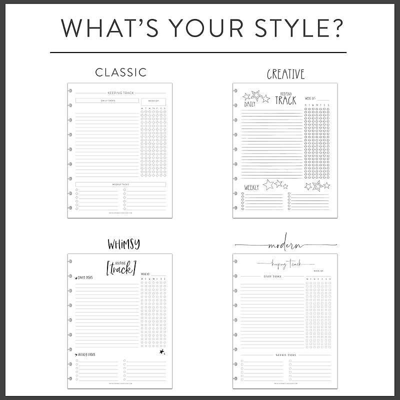 BetterNote Horizontal Undated Calendar Refill Pages for Disc Notebook, fits The Happy Planner, Discbound Levenger Circa, Staples Arc, TUL (Classic- 6 months, 9-Disc, 7"x9.25")