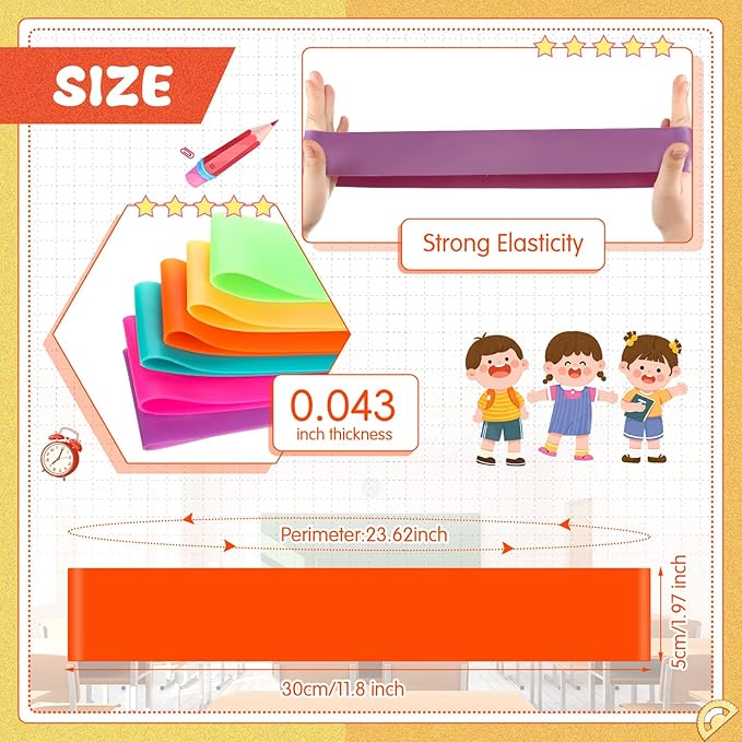 Berlune 24 Pcs Classroom Chair Bands Fidget Chairs and Desks Bands ADHD Autism Tools Bounce Flexible Seating for Classroom(Neon Colors, 1.1 mm)