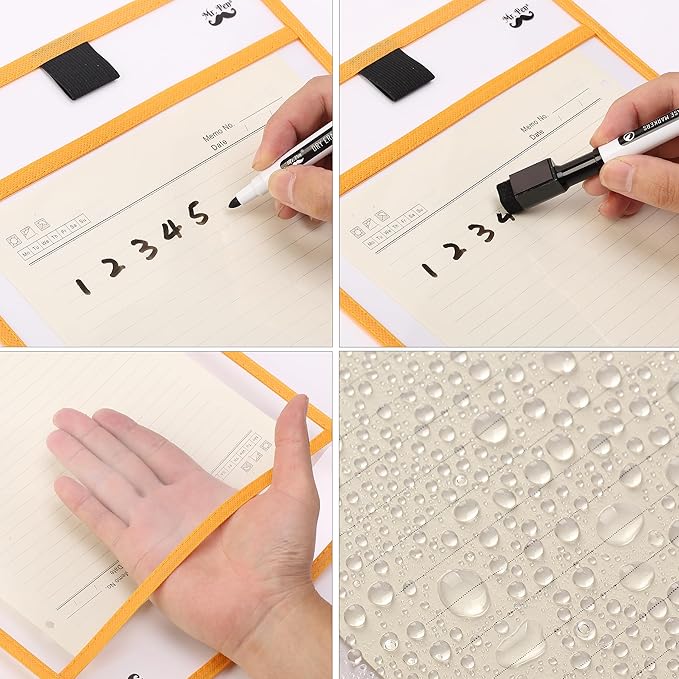 Mr. Pen- Dry Erase Pocket Sleeves, 10 x 14 Inch, 6 Pack, Pastel Colors, Plastic Sleeves, Dry Erase Pockets Reusable Sleeves, Dry Erase Sleeves, Clear Pocket Sleeves, Classroom Sleeves