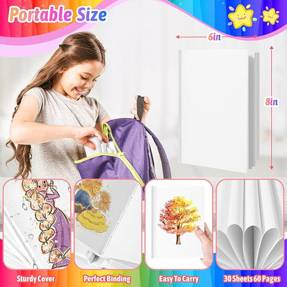 2-Pack Hardcover Blank Books, 60 Pages 6"x8" Blank Note for Kids to Write Stories, 100GSM DIY Calendar Hard Notebooks, White Writing Drawing Sketchbook Bulk, Scrapbook Journal Office School Supplies