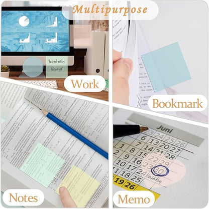 BAYTORY 1700 Sheets Transparent Sticky Notes, Clear Waterproof 3 x 3 inch See Through Memo Pad, Self-Adhesive Translucent Writable Index Tabs for Annotating Books, Study Supplies