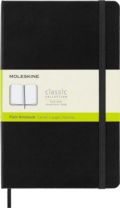 Moleskine Classic Notebook, Hard Cover, Large (5" x 8.25") Plain/Blank, Black, 240 Pages