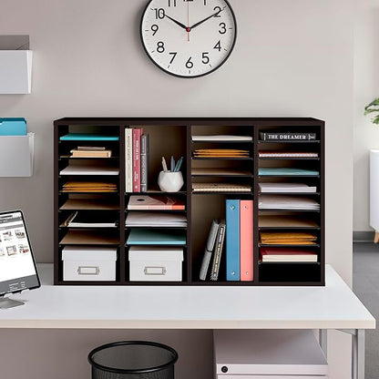 Safco Wooden Paper and Mail Organizer for Home Office and Classroom, Adjustable Shelves and Stackable