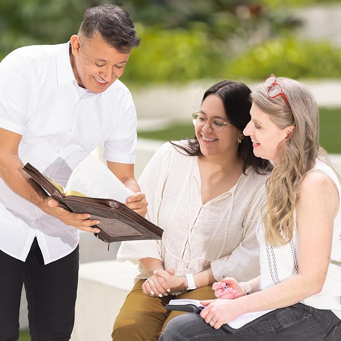 Christian Art Gifts Brown Faux Leather Classic Bible Cover A Man’s Heart - Proverbs 16:9 Bible Case Book Cover for Men or Women XL