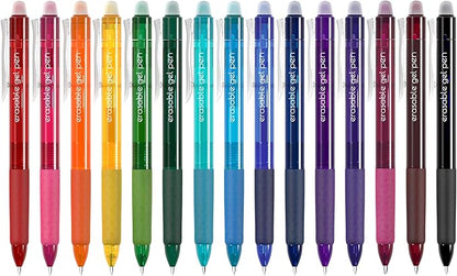 Vanstek 15 Colors Retractable Erasable Gel Pens Clicker, Fine Point(0.7), Make Mistakes Disappear, Premium Comfort Grip for Drawing Writing Planner and School Supplies