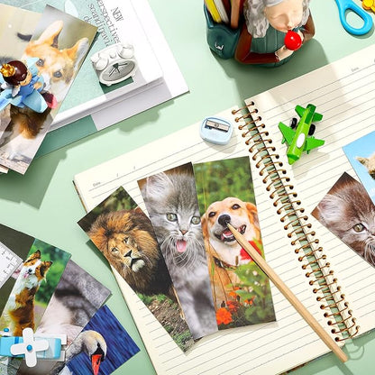 120 Pieces Bookmarks for Kids Set Book Marks Gifts for Kids Inspirational Motivational Paper Bookmark Pack for Book Lovers Adults Teacher Women Funny Reading Gift (Vivid Animal)