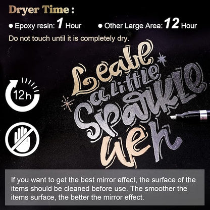 LET'S RESIN Liquid Mirror Chrome Metallic Markers, Reflective Gloss, 2-5mm Larger Application Area, 3 Colors Epoxy Resin Tools/Supplies for Coloring, Stroke, Painting, DIY Craft