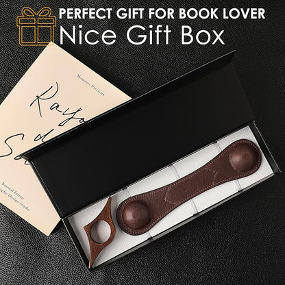 KINIVA Leather Weighted Bookmarks Book Weight Page Holder for Reading,Book Open Holder for Kids Adult,Gifts for Reader (01+04 Coffee)