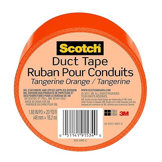 Scotch Duct Tape, 1.88 in x 20 yd, Tangerine Orange, 1 Roll (920-ORG-C)