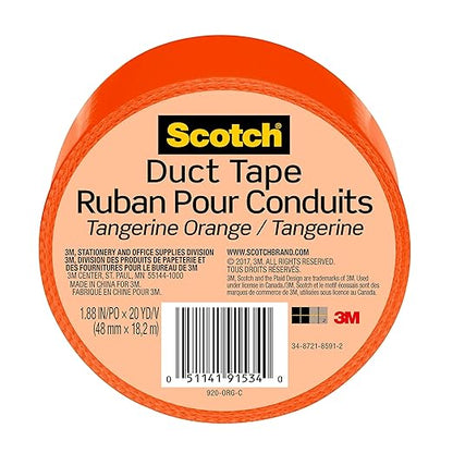 Scotch Duct Tape, 1.88 in x 20 yd, Tangerine Orange, 1 Roll (920-ORG-C)