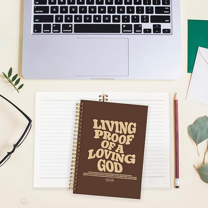 BearCake Christian Journals for Men, Living Proof of a Loving God Christian Notebook, Bible Notebooks for Note Taking, Bible Journaling Notebook, Hardcover Spiral Notebook 5.5x8.3