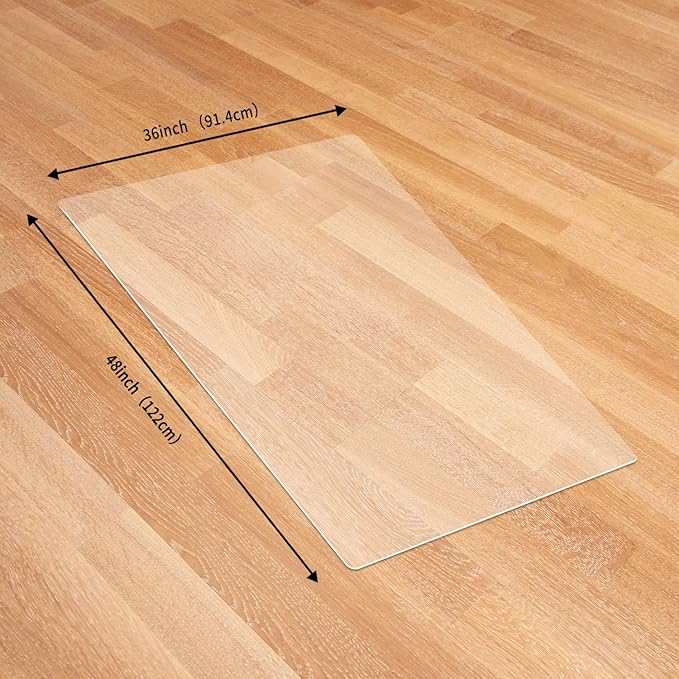 Clear Chair Mat for Hardwood Floors - 48''x36'' Heavy Duty Office Chair Mat, Rectangle Rolling Chair Mat for Hardwood, PVC Protector Hard Floor Mat for Computer&Desk Chair (48'' x 36'')