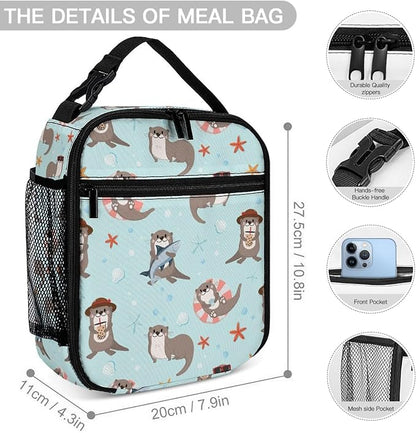 3PCS 17" Otter Backpack, Shoulders Backpack with Insulated Lunch Bag Durable Otter Laptop Bag Daypack with Multiple Pockets (Otter)