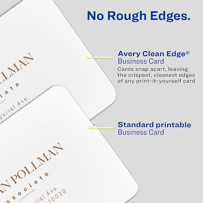 Avery Clean Edge Printable Square Cards with Sure Feed Technology, Rounded Corners, 2.5" x 2.5", White, 180 Blank Cards for Laser Printers (35703)